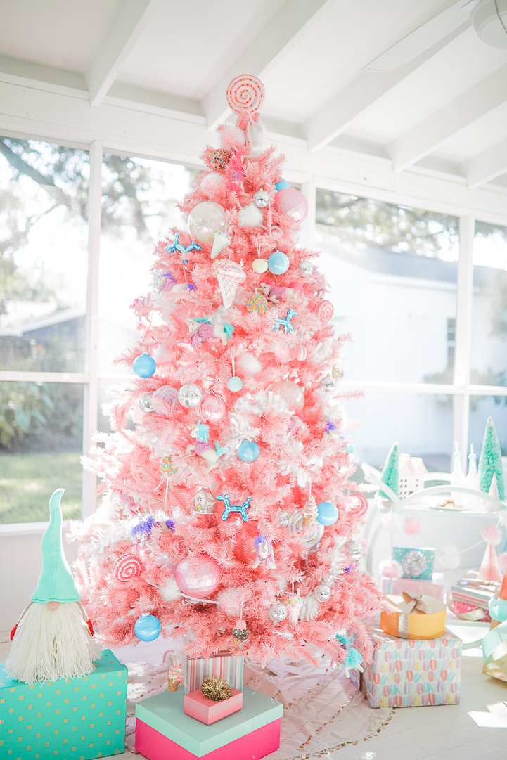 A COLORFUL PINK CHRISTMAS TREE featured by top Houston party blogger, Cake and Confetti